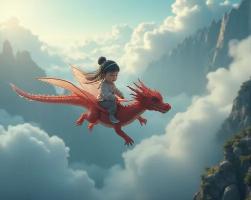 flying girl,dragon of earth,qilin,dragon,dragones,mulan