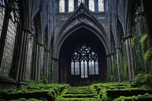 haunted cathedral,verdant,moss landscape,hall of the fallen,st patrick's,organ pipes,cathedrals,sunken church,cloister,labyrinthian,sanctuary,cathedral,pilgrimage,buttressed,buttressing,aaa,the black church,forest chapel,cloisters,aisle,Photography,Fashion Photography,Fashion Photography 12