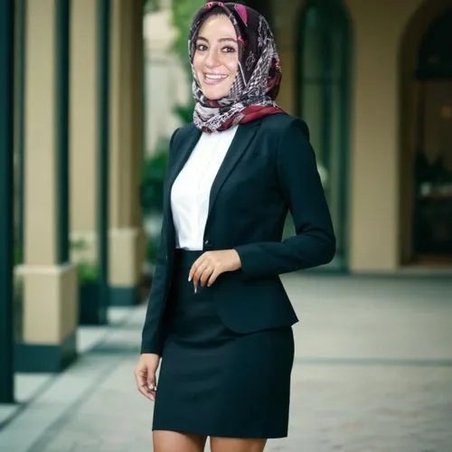 short and petite hijabi woman, wearing business attire, mini skirt,hijaber,hijab,arab,iranian,abaya,business woman,jordanian,muslim woman,business girl,islamic girl,businesswoman,basbousa,muslima,real