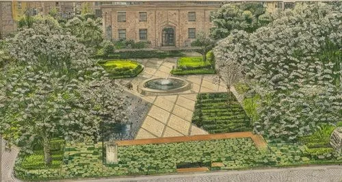 Urban space, garden, fountain in middle, lawn beds,palace garden,the garden society of gothenburg,gardens,garden of the fountain,garden elevation,the old botanical garden,schlossgarten,villa d'este,th