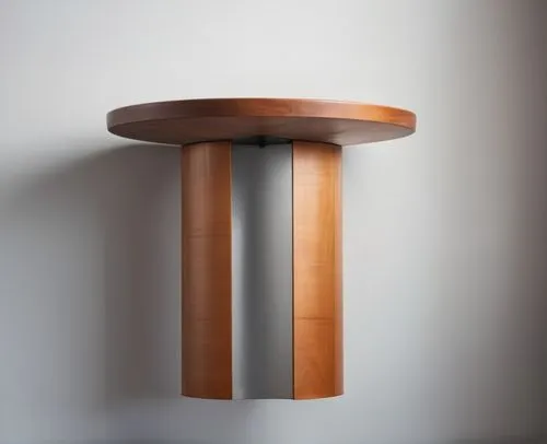 a round table made of wood and metal against a white background,an oval object with metal bar, hanging on a wall,minotti,plate shelf,wooden top,bentwood,anastassiades,tansu,Conceptual Art,Fantasy,Fant