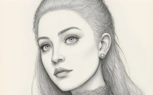 mustafina,sansa,graphite,adele,pencil drawing,girl portrait,Illustration,Black and White,Black and White 13