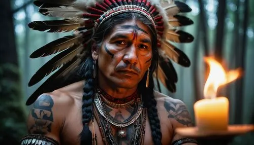 shamanism,shamanic,tribal chief,aborigine,american indian,shaman,war bonnet,the american indian,red chief,fire artist,native american,amerindien,fire eater,indian headdress,chief cook,fire-eater,maori,aboriginal,fire master,ancient people,Photography,General,Fantasy