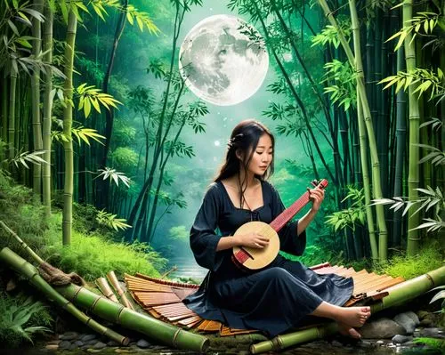 bamboo flute,traditional vietnamese musical instruments,traditional chinese musical instruments,fantasy picture,mother earth,woman playing,stringed instrument,dulcimer,traditional japanese musical instruments,world digital painting,the flute,pan flute,woman playing violin,shamanism,anahata,global oneness,the night of kupala,folk music,photo manipulation,string instrument,Unique,Design,Knolling