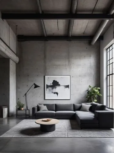 minotti,contemporary decor,henningsen,modern minimalist lounge,danish furniture,cassina,concrete ceiling,modern decor,modern living room,interior modern design,loft,exposed concrete,living room,natuzzi,vitra,sitting room,livingroom,contemporary,donghia,breuer,Illustration,Black and White,Black and White 10