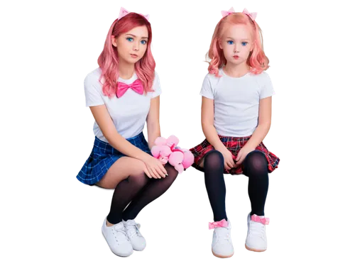 pinzi,mandoki,derivable,dollfus,little girls,pinkola,kawaii children,yulan,idols,minirose,pink double,cat ears,teenyboppers,janikowo,lilyana,homasho,doll shoes,minimis,pink shoes,two girls,Illustration,Abstract Fantasy,Abstract Fantasy 21