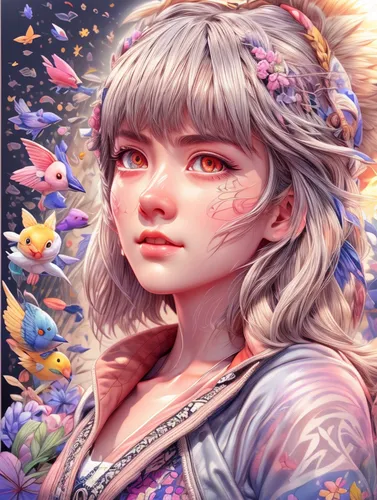 fantasy portrait,flower fairy,fae,sakura blossom,portrait background,japanese sakura background,digital painting,eglantine,fairy tale character,sakura blossoms,mystical portrait of a girl,child fairy,sakura flower,vanessa (butterfly),sakura florals,girl in flowers,world digital painting,faerie,flora,fairy galaxy