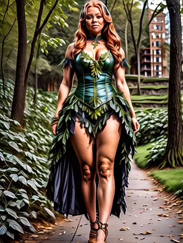 fantasy woman,poison ivy,celtic woman,the enchantress,celtic queen,super heroine,wonderwoman,bodypainting,bodypaint,cosplay image,warrior woman,faerie,dryad,ivy,female warrior,goddess of justice,body 