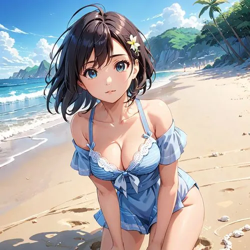 niijima,beach background,fubuki,shimei,beach scenery,summer background,Anime,Anime,Realistic