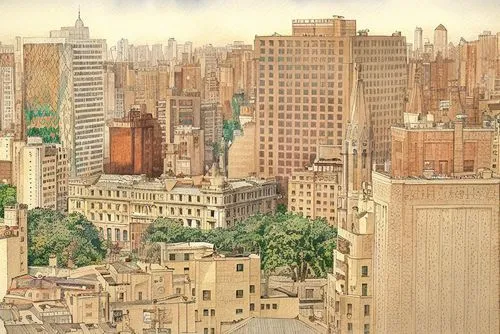 Skyline São Paulo Downtown,schuitema,woolworth,ciudad,tishman,paulista,schuiten,Art sketch,Art sketch,Traditional