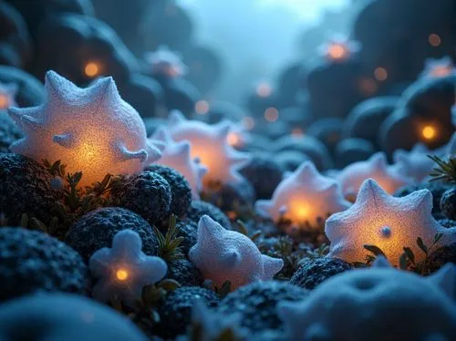 fractal lights,fractal environment,light fractal,snow crystals,snowflake background,bokeh lights,ambient lights,cinema 4d,christmas snowy background,crystallization,ice landscape,mushroom landscape,3d render,fluorescence,render,frozen dew drops,crystalize,luminescence,light effects,volumetric