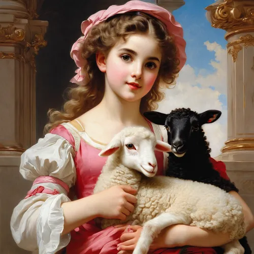 good shepherd,the good shepherd,bouguereau,east-european shepherd,lamb,lambs,ovis gmelini aries,shepherd,easter lamb,bougereau,ruminants,franz winterhalter,shepherds,ruminant,capricorn mother and child,lamb meat,pyrenean shepherd,blessing of children,lamb and mutton,domestic goat,Art,Classical Oil Painting,Classical Oil Painting 01