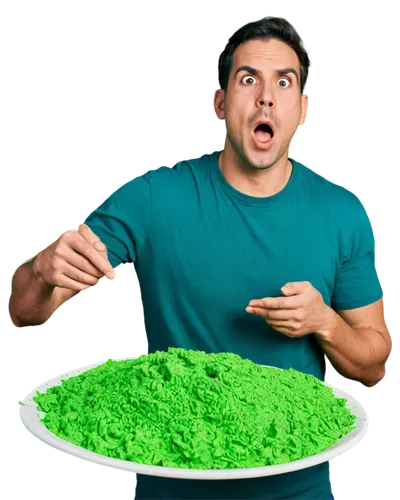 Cartoon-style, comical barf sound effect, green slimy vomit, messy splatter, exaggerated facial expression, surprised eyes, open mouth, comedic composition, bright colors, soft focus, shallow depth of