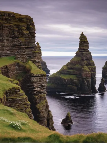 orkney island,faroe islands,isle of skye,neist point,sea stack,shetlands,shetland,eastern iceland,cliffs of moher,northern ireland,cliffs ocean,ireland,easter islands,the twelve apostles,scotland,coastal and oceanic landforms,isle of may,moher,cliff of moher,bullers of buchan,Art,Classical Oil Painting,Classical Oil Painting 38