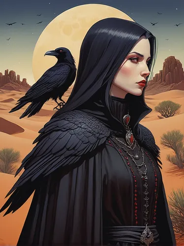 corvidae,crow queen,raven bird,murder of crows,black raven,gothic woman,gothic portrait,raven girl,black crow,dark angel,falconer,raven,crows,sorceress,arches raven,crows bird,goth woman,3d crow,fantasy art,corvus,Illustration,Children,Children 03