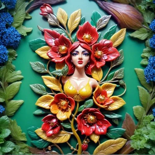 flower art,garden decoration,garden decor,garden fairy,flower fairy,paper art,flower wall en,iranian nowruz,flower painting,flora,girl in a wreath,garden sculpture,decorative art,body painting,floral 