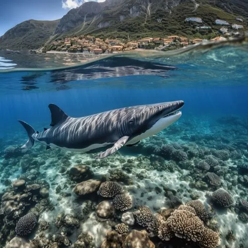 dolphin swimming,bottlenose dolphin,dolphins in water,bottlenose dolphins,whitetip,oceanic dolphins,Photography,General,Realistic