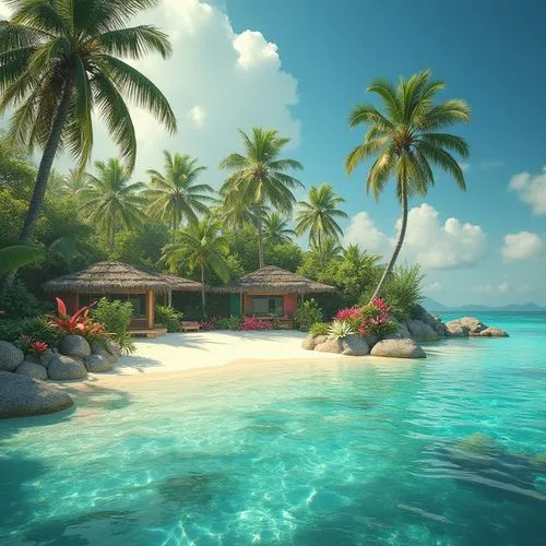 tropical beach,tropical island,tahiti,idyllic,kurumba,tropical sea,caribbean beach,coconut trees,dream beach,fiji,tropical house,paradise beach,islands,ocean paradise,underwater oasis,south pacific,caribbean,java island,the caribbean,bora bora,Photography,General,Realistic