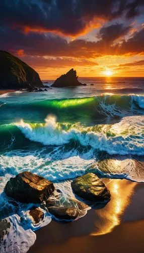 seascape,splendid colors,beautiful beaches,ocean waves,colorful water,emerald sea,Photography,General,Fantasy