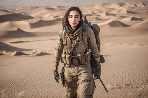 capture desert,gi,female warrior,lost in war,sahara,arabian,drone operator,warrior woman,desert,arabia,desert background,girl with gun,girl with a gun,girl on the dune,solo,war correspondent,woman hol