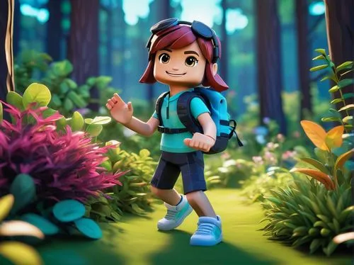 3d render,lavagirl,cartoon forest,3d rendered,forest walk,lowpoly,cute cartoon character,mabel,forest background,dora,agnes,little girl running,in the forest,forest floor,3d model,3d figure,forest clover,fairy forest,girl in the garden,pines,Photography,Artistic Photography,Artistic Photography 02