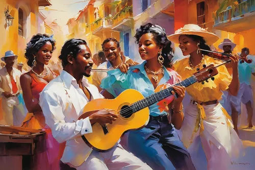 pandero jarocho,cavaquinho,mariachi,santiago di cuba,musicians,bouzouki,street musicians,mexican culture,nicaraguan cordoba,charango,havana,antigua,mexican tradition,cartagena,tango argentino,guitar player,cuba,serenade,salsa dance,old havana,Conceptual Art,Oil color,Oil Color 03