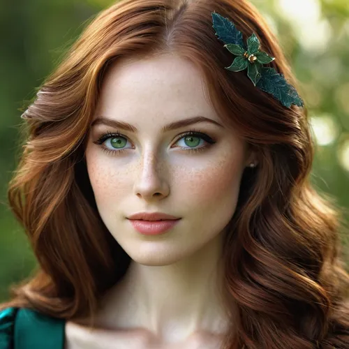 celtic woman,redheads,redhead doll,poison ivy,red-haired,redhead,spring crown,redhair,fae,redheaded,irish,young woman,red head,natural color,celtic queen,beautiful young woman,faery,ginger rodgers,romantic portrait,pretty young woman,Illustration,Abstract Fantasy,Abstract Fantasy 01