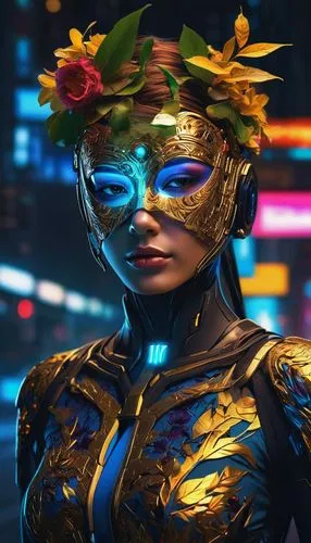 masquerade,kitana,gold mask,golden mask,tinieblas,lumidee,dazzler,verka,dark blue and gold,gold flower,akasha,electro,cyberstar,kamala,golden flowers,afrofuturism,baoshun,glitzier,golden crown,solara,Photography,Artistic Photography,Artistic Photography 08