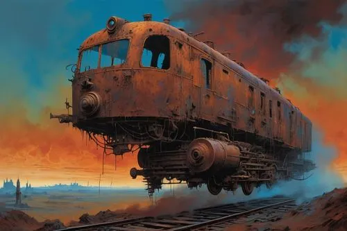 ghost locomotive,steam locomotives,the train,hogwarts express,train crash,locomotive,merchant train,last train,freight locomotive,boxcar,ghost train,steam train,locomotives,long-distance train,train,heavy goods train locomotive,scotsman,abandoned rusted locomotive,steam special train,early train,Conceptual Art,Oil color,Oil Color 21