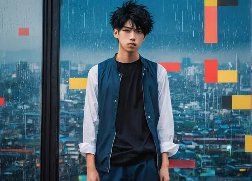 anime japanese clothing,blue rain,isolated t-shirt,asian umbrella,uniqlo,jin deui,rainy,raincoat,rain suit,yukio,rain pants,shirakami-sanchi,ten,anime boy,one-piece garment,in the rain,boy model,sakana,ren,japanese umbrella,Art,Artistic Painting,Artistic Painting 46