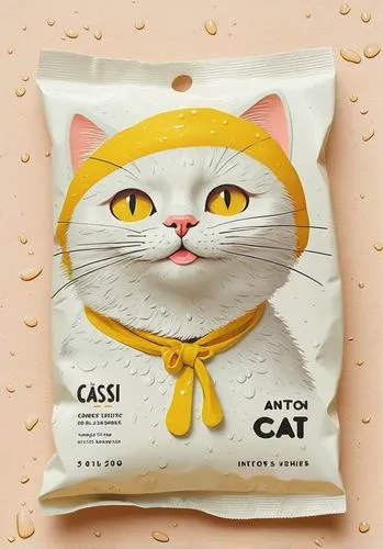 a cat ，wearing yellow hat,a cat wearing a yellow bandanna sitting in front of water droplets,gari,gati,gatti,cat paw mist,catgut,catano,Illustration,Paper based,Paper Based 29