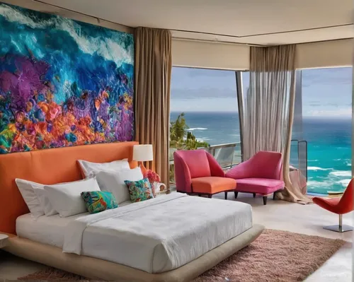 great room,ocean view,coral swirl,contemporary decor,modern decor,cliffs ocean,luxury suite,las olas suites,luxury hotel,cape town,livingroom,apartment lounge,table bay,south beach,capetown,hotel room,guest room,teal and orange,hotel riviera,vibrant color,Conceptual Art,Oil color,Oil Color 21