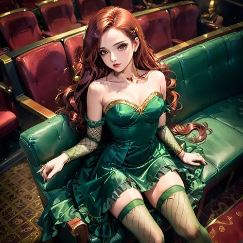 poison ivy,green dress,emerald,burlesque,neo-burlesque,victorian lady,redhead doll,dollfie,celtic queen,doll dress,dress doll,sofa,female doll,velvet elke,cinderella,in green,victorian style,absinthe,doll paola reina,elegance,Anime,Anime,General