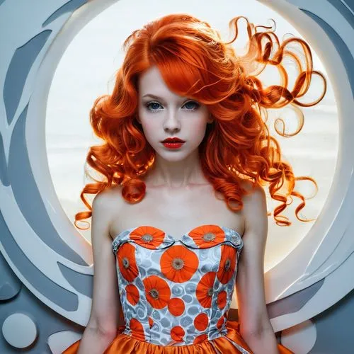 redhead doll,rousse,redheads,orange,seelie,red head,orange blossom,bright orange,redhair,orange butterfly,rankin,anchoress,orangish,orange rose,orange half,orange color,coral swirl,hairdressing salon,goldfrapp,behenna,Illustration,Abstract Fantasy,Abstract Fantasy 11