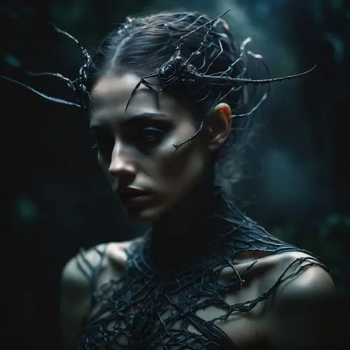 faery,faerie,enchantress,unseelie,the enchantress,dryad,arachne,dryads,hekate,demoness,evil fairy,dark elf,seelie,gothika,dark gothic mood,dark portrait,hecate,nimue,jingna,fairy queen,Illustration,Realistic Fantasy,Realistic Fantasy 03