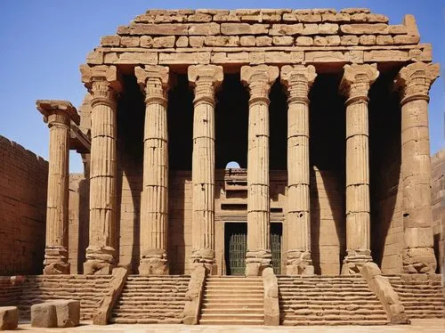 karnak temple,edfu,ramesseum,baalbek,karnak,egyptian temple,dendera,qasr amra,ctesiphon,qasr al kharrana,qasr,qasr al watan,bosra,deir el-bahri,leptis,simbel,baalbeck,sabratha,persepolis,sakkara,Illustration,American Style,American Style 08