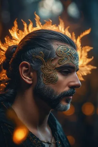 fantasy portrait,male elf,shaman,thracian,indian monk,fire artist,sadhu,indian sadhu,fantasy art,poseidon god face,persian poet,poseidon,shamanism,avatar,male character,flame spirit,fantasy warrior,viking,zodiac sign leo,middle eastern monk,Photography,General,Fantasy