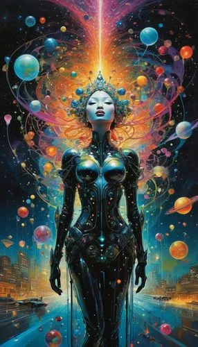 The divine elixir of love flows in luminous intergalactic streams of love.,a lady with a body and a large structure in it,andromeda,nebula guardian,valerian,dubbeldam,nebula,astral traveler,fantasy ar