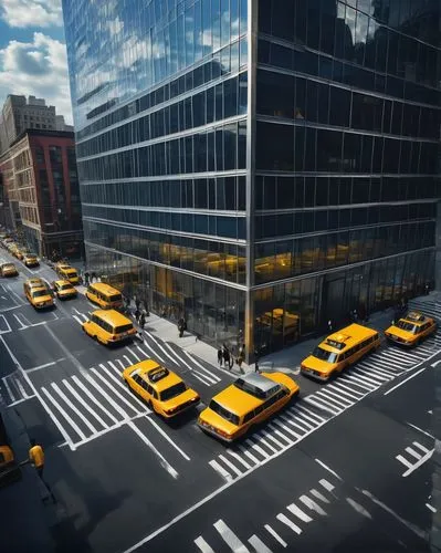 new york taxi,taxicabs,new york streets,taxicab,taxi cab,yellow taxi,taxis,taxi stand,cabs,cabbies,nyclu,cityscapes,crosswalks,nytr,streetscapes,city scape,taxi,crosswalk,gridlock,superhighways,Illustration,Realistic Fantasy,Realistic Fantasy 08