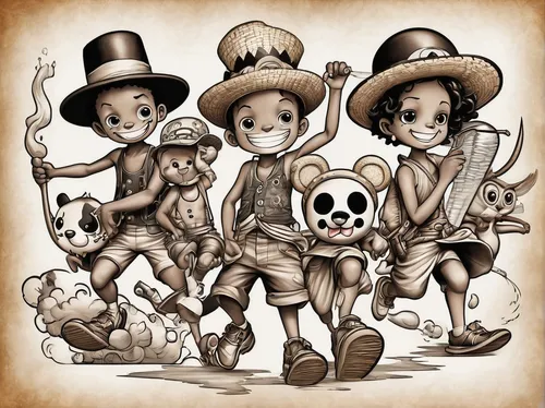 straw hats,skull racing,kids illustration,day of the dead icons,el dia de los muertos,days of the dead,halloween illustration,pirates,monkeys band,day of the dead,la catrina,dia de los muertos,danse macabre,skull rowing,cowboys,monkey gang,monkey island,straw hat,game illustration,cowboy bone,Illustration,Realistic Fantasy,Realistic Fantasy 21