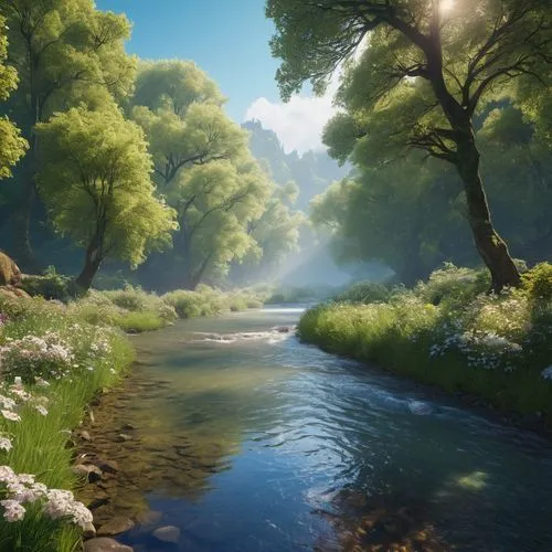 cryengine,streamside,flowing creek,mountain stream,river landscape,verdant,clear stream,riverwood,elven forest,crytek,brook landscape,streams,forest landscape,forest glade,green trees with water,green forest,millstream,salt meadow landscape,green meadow,green landscape,Photography,General,Realistic