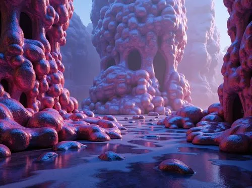 coral reef,lava river,biofilm,fractal environment,alien world,futuristic landscape,mushroom landscape,virtual landscape,underwater landscape,ice planet,blue caves,underwater oasis,3d render,ice landscape,deep coral,sea caves,water scape,erosion,lagoon,desert coral