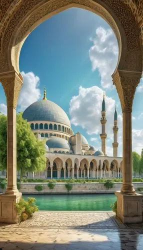 umayyad,islamic architectural,soltaniyeh,grand mosque,ramadan background,sultan ahmed mosque,arabic background,samarkand,umayyad palace,sultan ahmet mosque,persian architecture,isfahan,mosques,kashan,blue mosque,imamzadeh,water palace,isfahan city,esfahan,sultan qaboos grand mosque,Illustration,Paper based,Paper Based 29