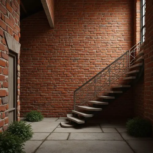 red brick,red bricks,brickwork,red brick wall,brick background,outside staircase,stone stairs,redbrick,sand-lime brick,brick block,stairways,stairwell,stairwells,brick wall background,stone stairway,stairs,rustication,stair,3d rendering,entryways,Photography,General,Realistic