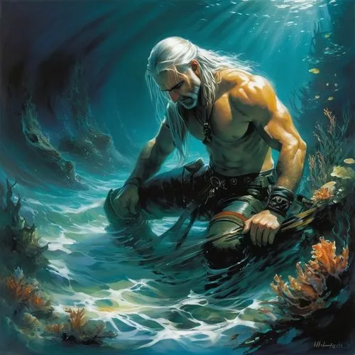 atlantean,god of the sea,aegir,poseidon,sea god,kamandi,gotrek,glorfindel,wiglaf,aquaman,sveinn,beowulf,ragnvald,vinland,dagur,drizzt,aegon,hjorth,nereids,bhishma,Conceptual Art,Oil color,Oil Color 03