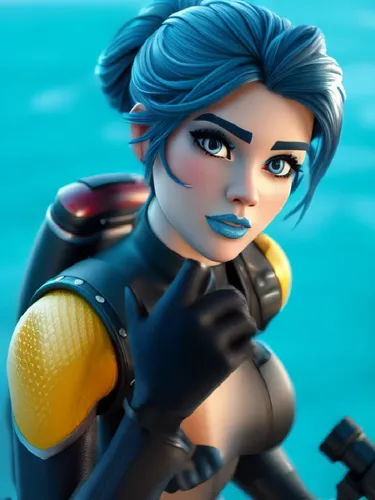 a digital 3d image of a woman wearing black,tracer,ssx,aquanaut,tracers,evie,rogue