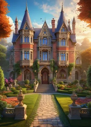 fairy tale castle,fairytale castle,victorian house,fairy tale,dreamhouse,woodburn,victorian,sylvania,maplecroft,fairytale,a fairy tale,neverland,victoriana,old victorian,briarcliff,castlelike,beautiful home,country estate,country house,witch's house,Illustration,Realistic Fantasy,Realistic Fantasy 01