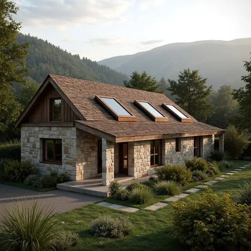 house in the mountains,the cabin in the mountains,chalet,passivhaus,house in mountains,render,3d rendering,forest house,timber house,log home,revit,summer cottage,wooden house,slate roof,new echota,folding roof,grass roof,homebuilding,lefay,beautiful home