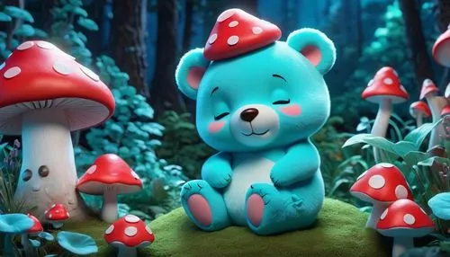 cartoon forest,fairy forest,mushroom landscape,forest mushroom,toadstools,lingzhi mushroom,mushroom island,blue mushroom,forest mushrooms,frutti di bosco,fairy village,toadstool,smurf,medicinal mushroom,forest floor,fairytale forest,mushroom type,cute cartoon character,fungus,scandia gnomes,Unique,3D,3D Character