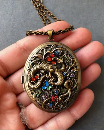 Dragons Breath Floral Music Box Locket in Bronze,ornate pocket watch,vintage pocket watch,ladies pocket watch,pocket watch,locket,pocket watches,red heart medallion in hand,red heart medallion,pendant